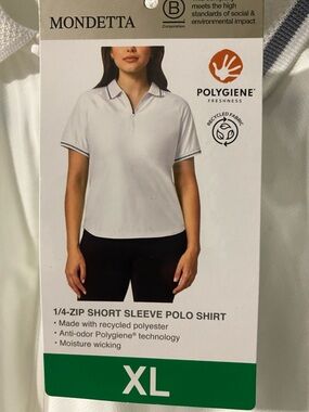 Mondetta White Short Sleeve 1/4-Zip Polo Shirt